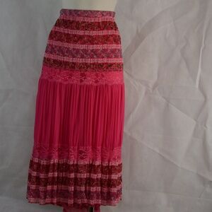 Pink SILK Tiered Skirt SZ XL Aryeh